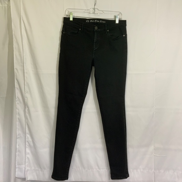 Victoria's Secret Black Denim VS MID RISE SIREN size 8 very good pre-owned cond. - Picture 2 of 13
